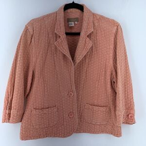 The Territory Ahead Womens Large Textured Pleated Stitch Cropped Blazer Cottage‎
